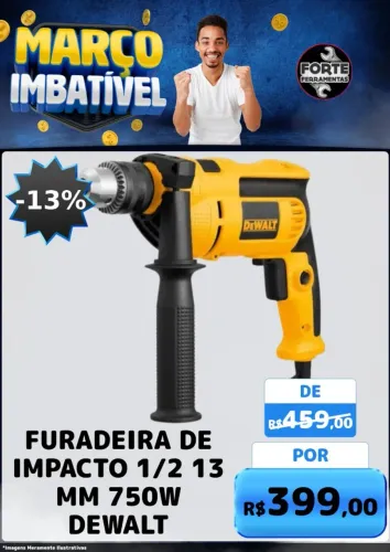 FURADEIRA DE IMPACTO 1/2 13MM 750W DEWALT