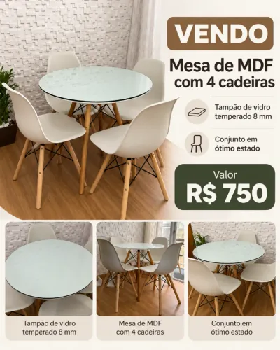 Mesa de jantar 4 lugares MDF