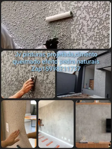 Jv pinturas. Textura projetada,cimento queimado,efeito pedras naturais p