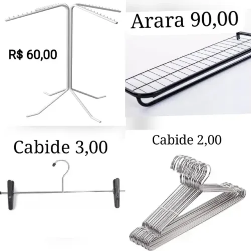 Araras para roupas, araras de chão, araras de parede, cabides cromados no infantil.