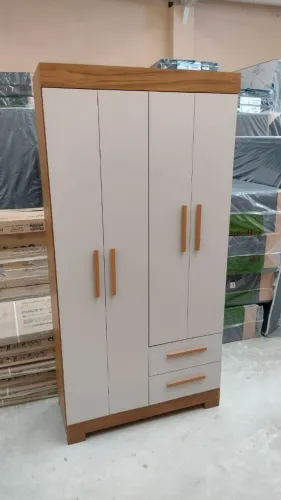 Guarda-Roupa Nt6010 com 4 Portas e 2 Gavetas Off White/Freijó Off White - Em Promoção
