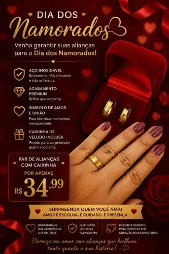Aliança de aço, não descasca.