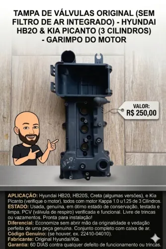 Tampa de Válvulas Original Hyundai HB20 / Kia Picanto ?