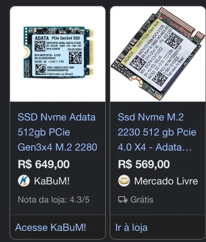 SSD NVME M.2 Adata 512gb 2230 