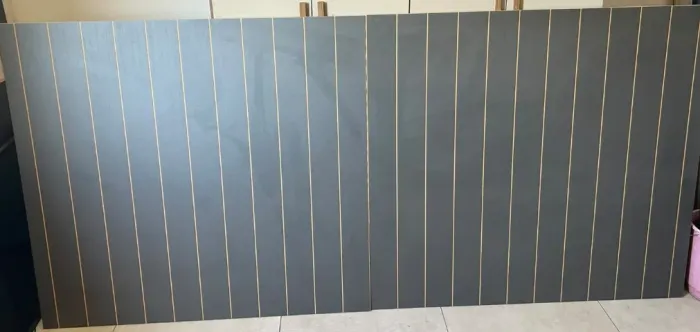 Cabeceira Painel Ripado MDF Primum Grafite para Cama com Suporte para LED