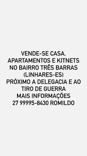 Vende-se casa, apartamentos e kitnet no Três Barras