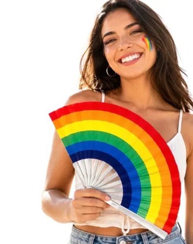 Leque Grande Arco Íris Faz Barulho Balada Festival Rave 
