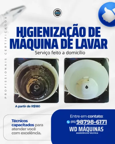 Limpeza de Máquina de Lavar - Higienização de máquina de lavar profissional