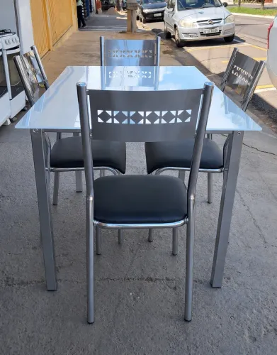 Jogo de mesa vidro 4 cadeiras A pronta entrega