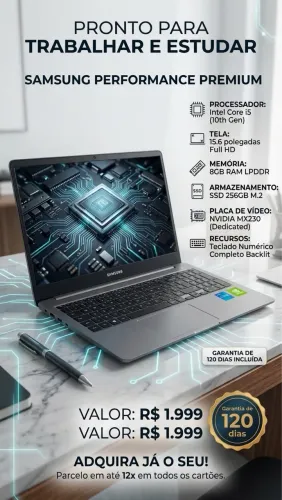 Notebook Samsung i5 10 geração 8Giga Ssd 256 parcelo 12x