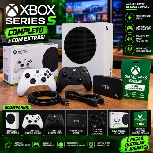 Xbox séries s com dois controles HD 1tb