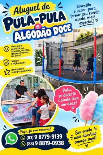 Aluguel pula pula e algodão doce