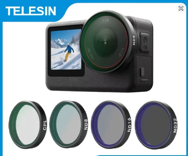 Kit Filtro ND Telesin ND8 ND16 ND32 + CPL DJI Osmo Action 6 Action Câmera