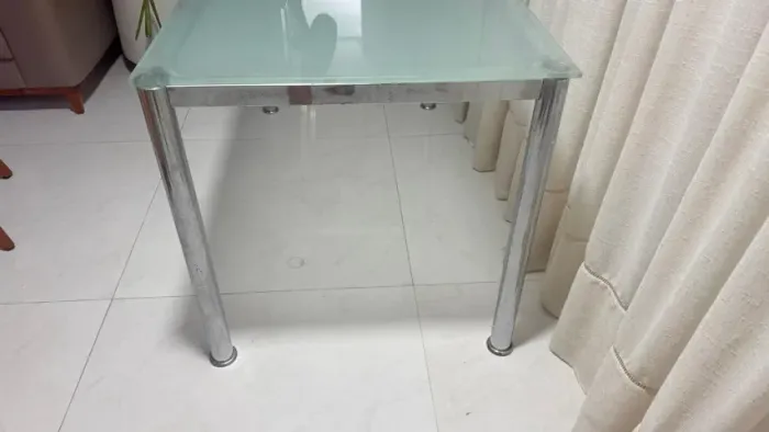 Mesa De Vidro Transparente Aço