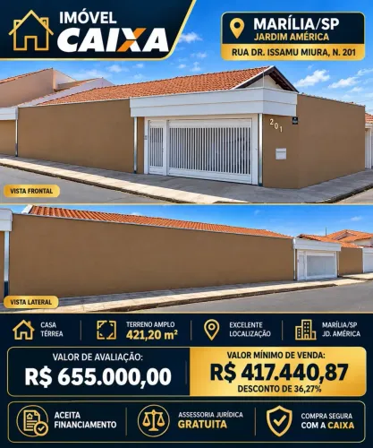 Térrea para venda com 240 metros quadrados com 3 quartos em Jardim América - Marília - SP