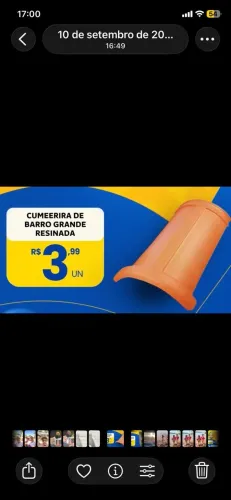 TELHA CUMEEIRA DE BARRO GRANDE RESINADA