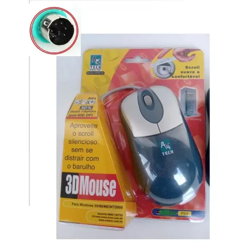 Mouse PS2 retrô modelo antigo SWW-35 scrow esfera 