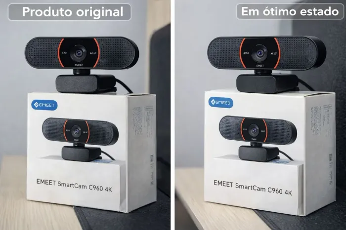 Webcam EMEET SmartCam C960 4K - Original, pouco usada e em ótimo estado!