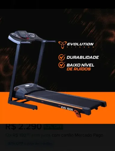 Esteira Elétrica Evolution Fitness Evo 1500 Cor Preto