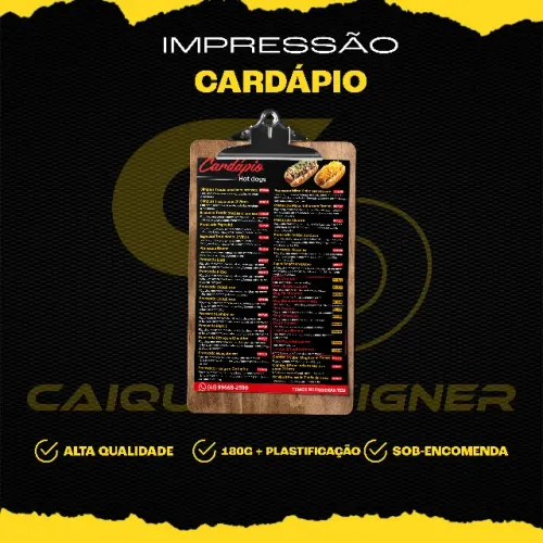 Cardápio A4 180G + Plastificação | A partir de R$ 9,90