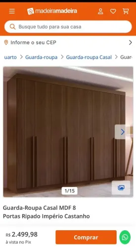Guarda roupa de casal 8 portas MDF