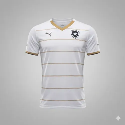 CAMISA PUMA BRANCA E DOURADO COM ESCUDO DO BOTAFOGO