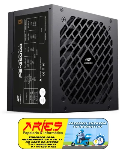 FONTE GAMER ATX 500W REAL 80 PLUS BRONZE C3TECH PS-G500B