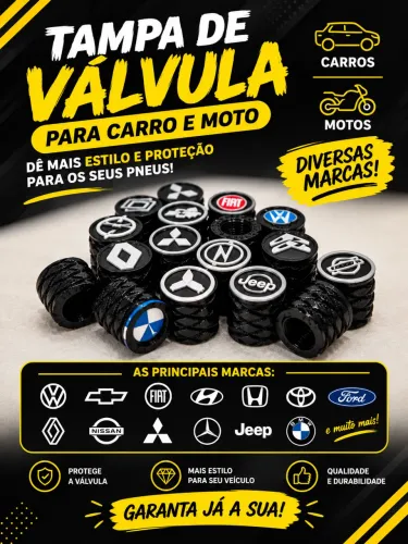 Tampa de válvula carro e moto