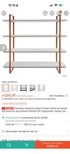 ?Prateleira Industrial Arnad 4 Niveis Nicho de Parede Estrutura Em aço carbono 80x20x100 O