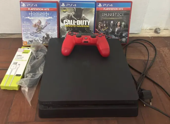 Playstation 4 sim 1tb completo + 3 jogos