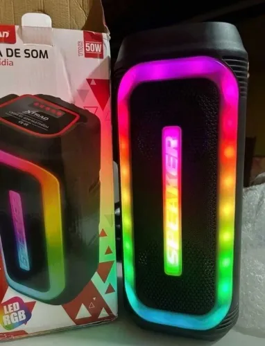 Caixa de som Bluetooth com LED RBG Portátil 50W.