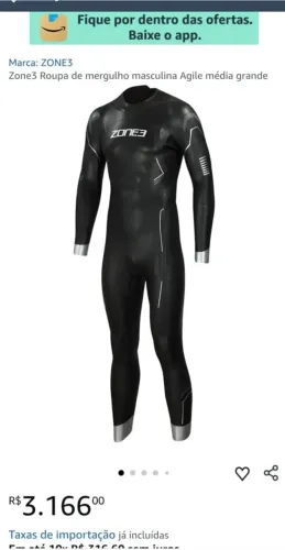 Wetsuit neoprene Zone3 Agile natação/triathlon