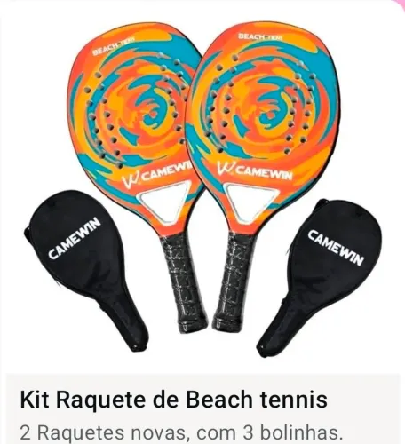 Raquete beach tênis o par com 3 bolinhas por apenas 600 reais