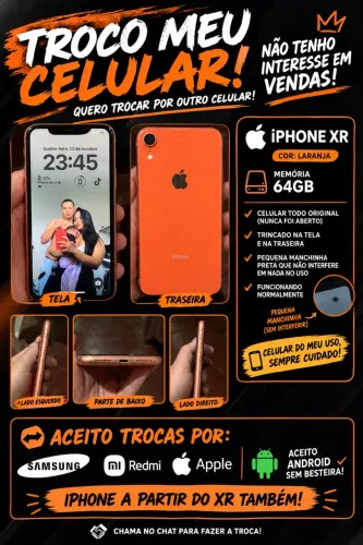 ? Troco iPhone XR Laranja 64GB por Outro Celular - Somente Troca!