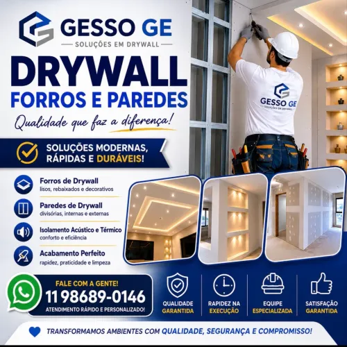 Gesso Drywall forros Paredes