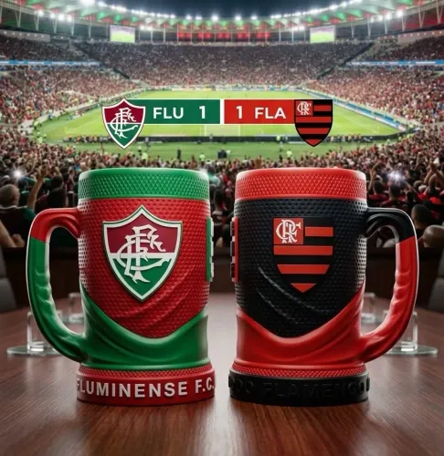 Caneca térmica premium do Flamengo ou Fluminense