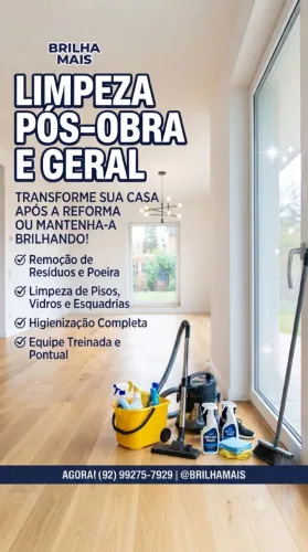 Limpeza pós-obra e geral impecável! Agende pelo WhatsApp: *.