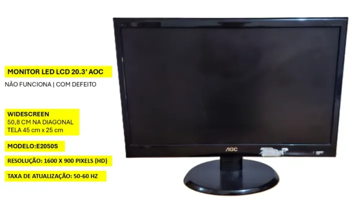 Monitor AOC LED LCD 20,3' DEFEITO