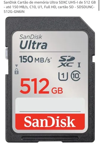 SanDisk Cartão de Memória Ultra SDXC UHS-I 512GB