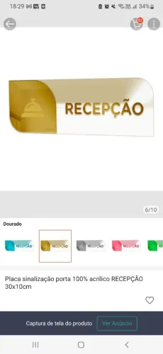 Placa recepção branco e dourado 100% acrílico