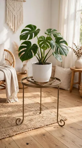 Suporte Para Plantas De Ferro Artesanal Para Vasos Branco Coração