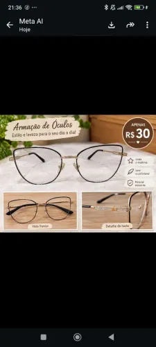 Armação feminina dourada com preto feminina
