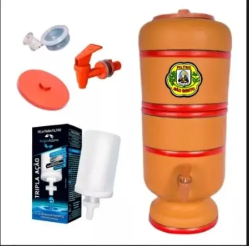FILTRO DE BARRO 12 LITROS C/VELA TRIPLA AÇÃO