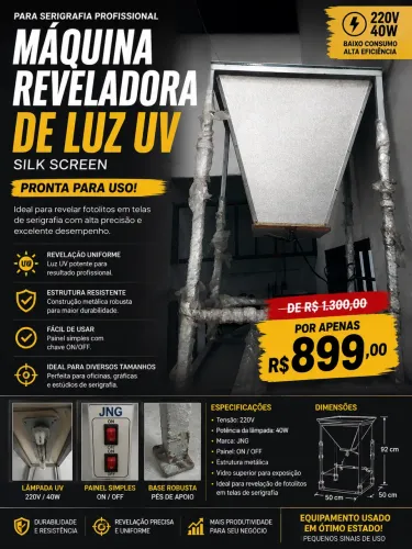 Máquina Reveladora de Luz UV para Serigrafia / Silk Screen 