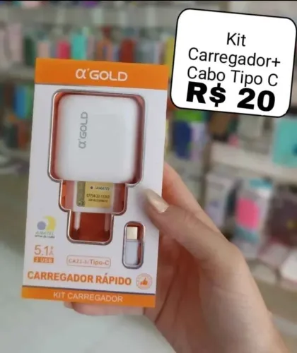 Kit Completo Carregador+Cabo Tipo C R$ 20