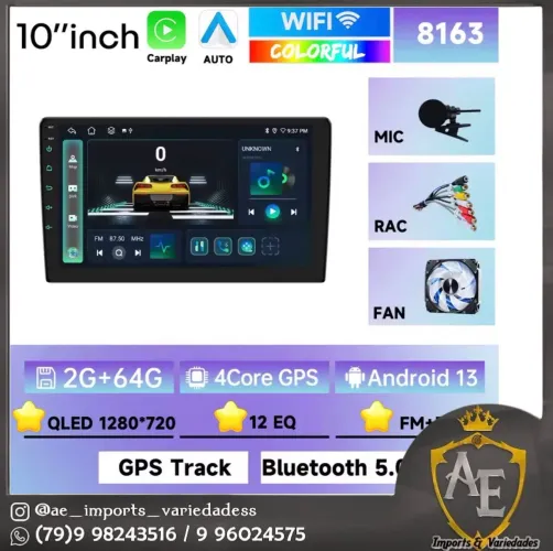 Multimídia Android 10 polegadas 