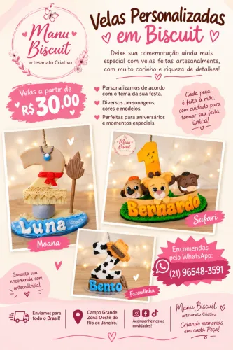 Velas personalizadas em biscuit