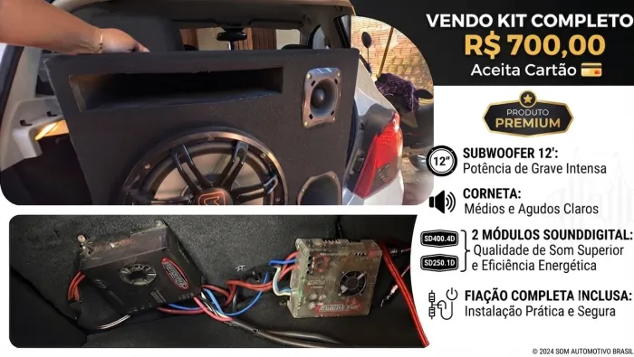 Vende se essa caixa de som para carro vem com toda fiação só instalar e usar 