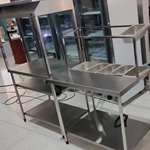 "Bancada aquecida inox com condimentador neutra- fabricamos sob medida