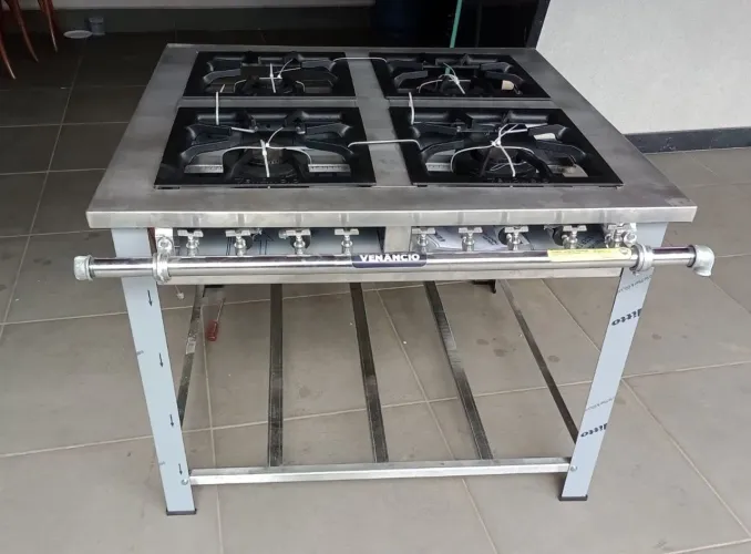 Fogao Venâncio Inox 40x40 4 Bocas - Novo